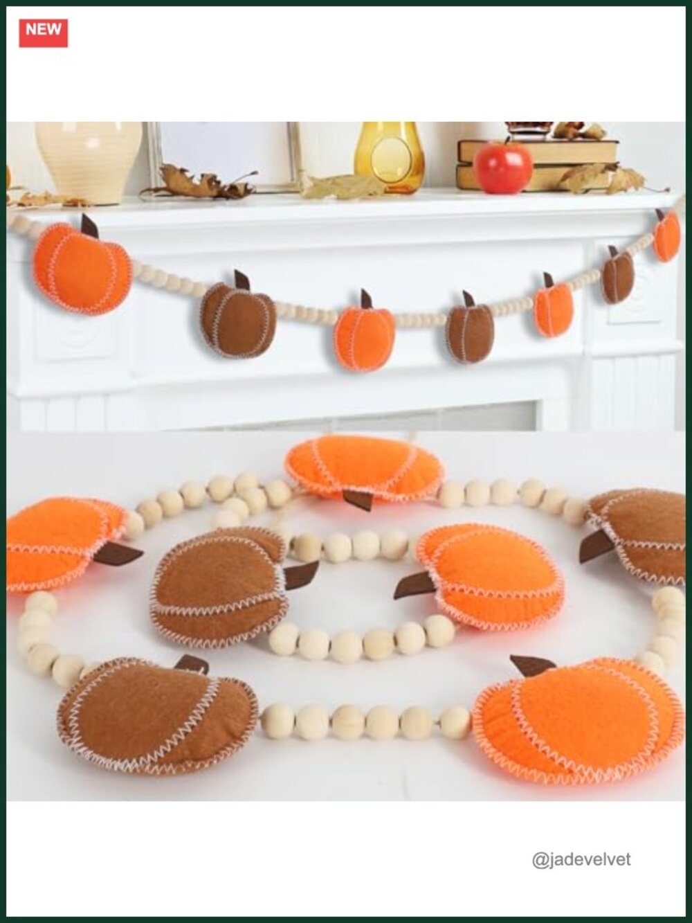 Felt Pumpkin Bead Garland Fall Home Decorations Mantel Shelf